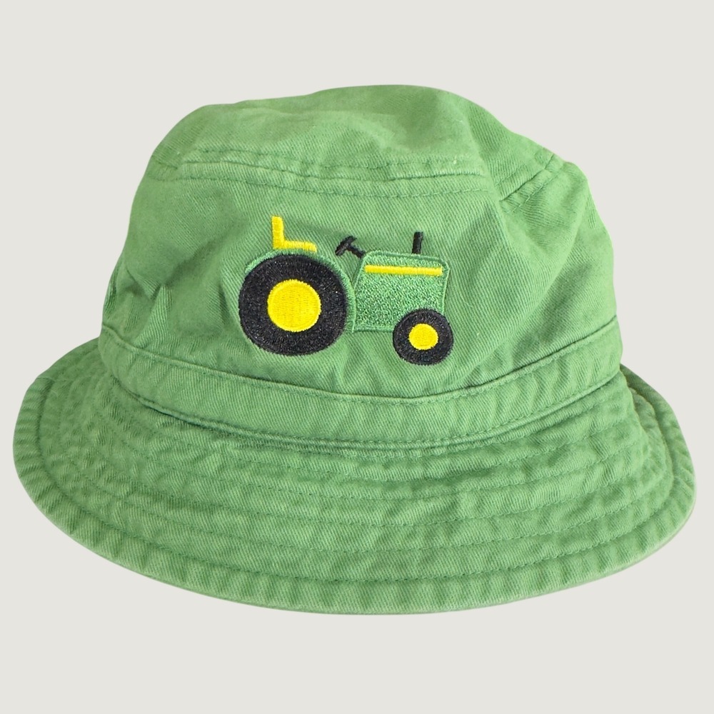 3198 | John Deere Tractor Embroidered Cotton Bucket Sun Hat Green Toddler OS